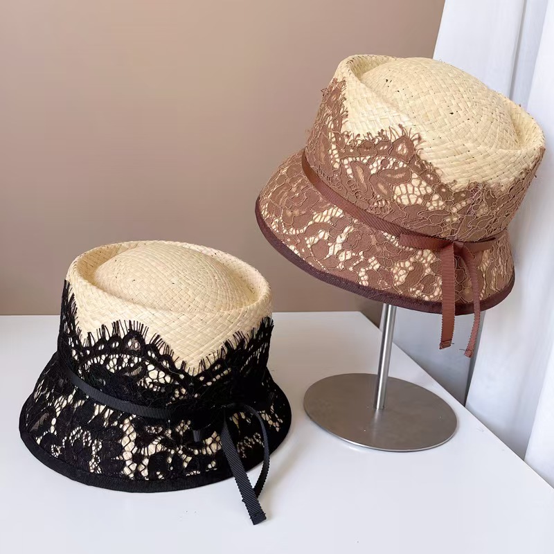 Fashion Japanese New Lace Deco - Bucket Hat Straw 리뷰 및 가격