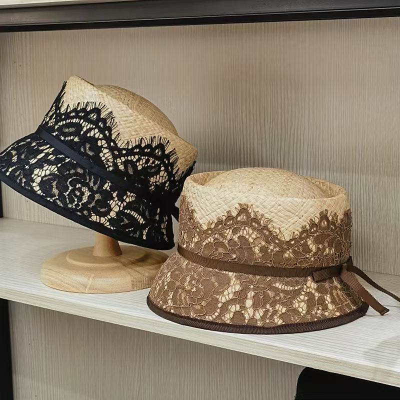 Fashion Japanese New Lace Deco - Bucket Hat Straw 리뷰 및 가격