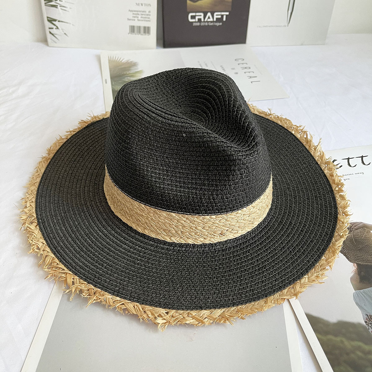 Fringed Brim Panama Hat Wide B - Bucket Hat Straw 리뷰 및 가격