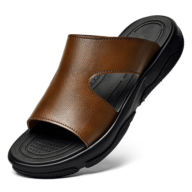 Men's Leather Slide Sandals No - Flip Flop Leather Men 리뷰 및 가격