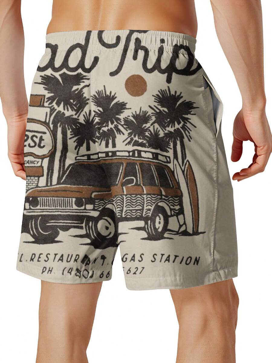 Mens Beach Trip Print Board Sh - Swim Trunk Quick Dry 리뷰 및 가격