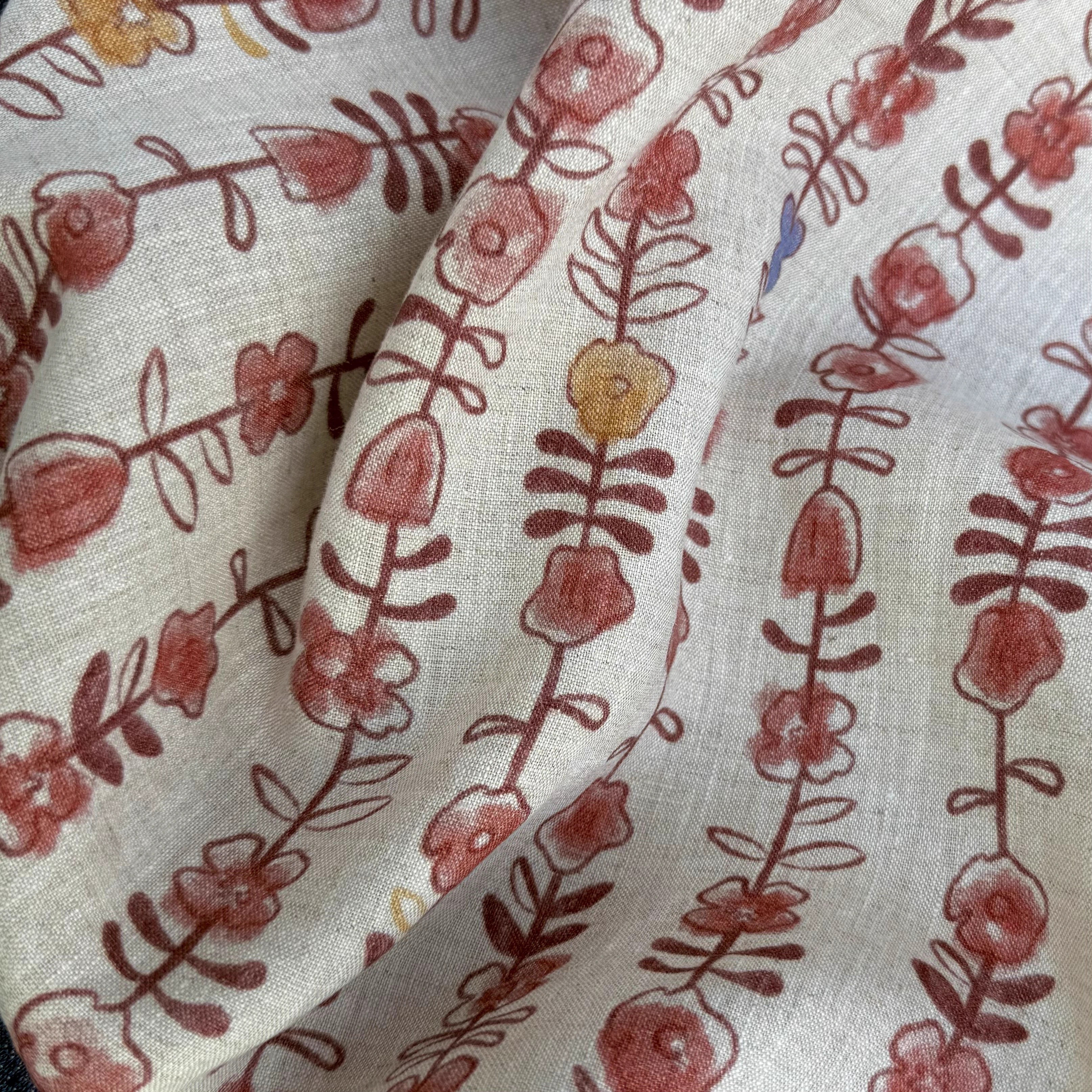 1yard Unique flowers print fab - Linen Shirt Breathable 리뷰 및 가격