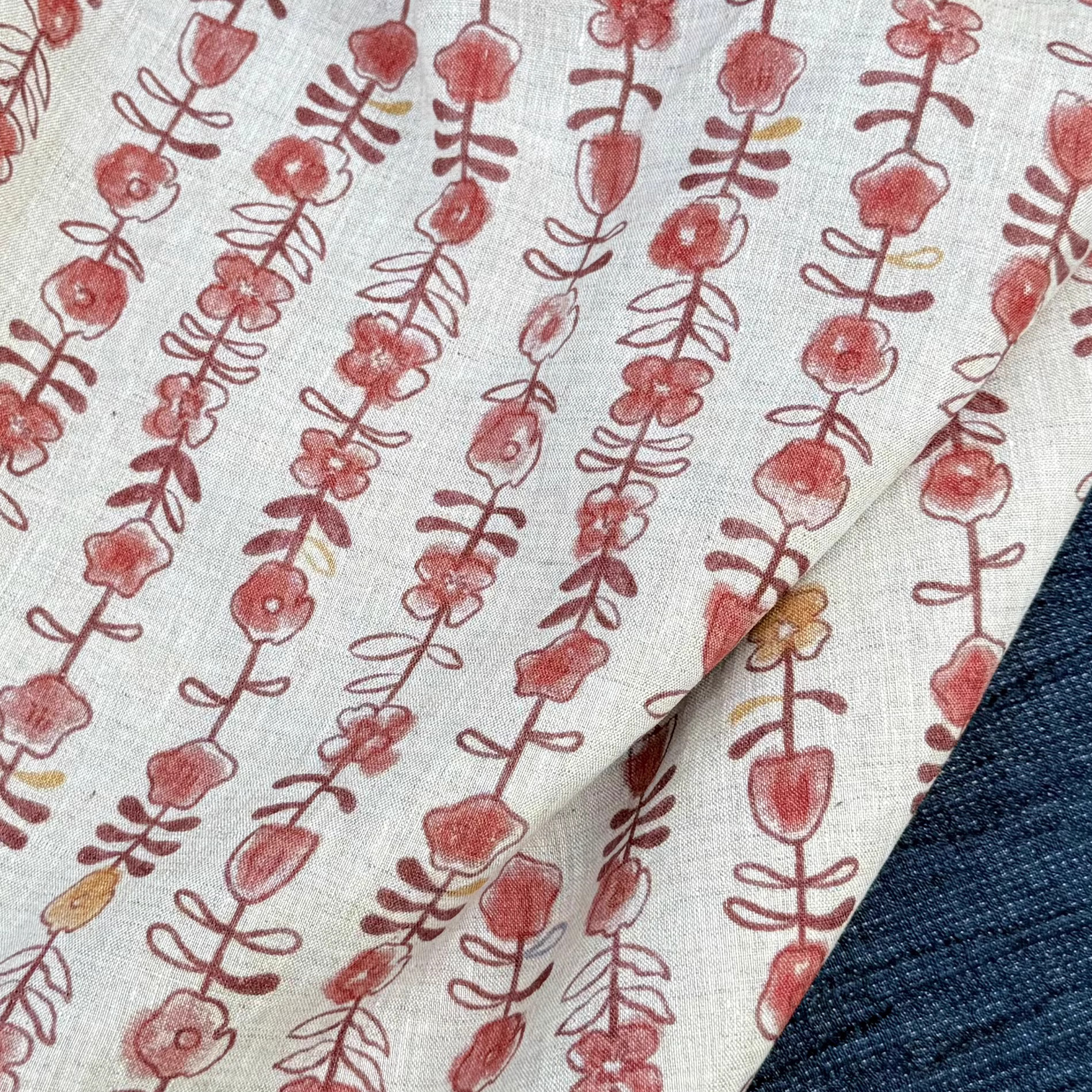 1yard Unique flowers print fab - Linen Shirt Breathable 리뷰 및 가격