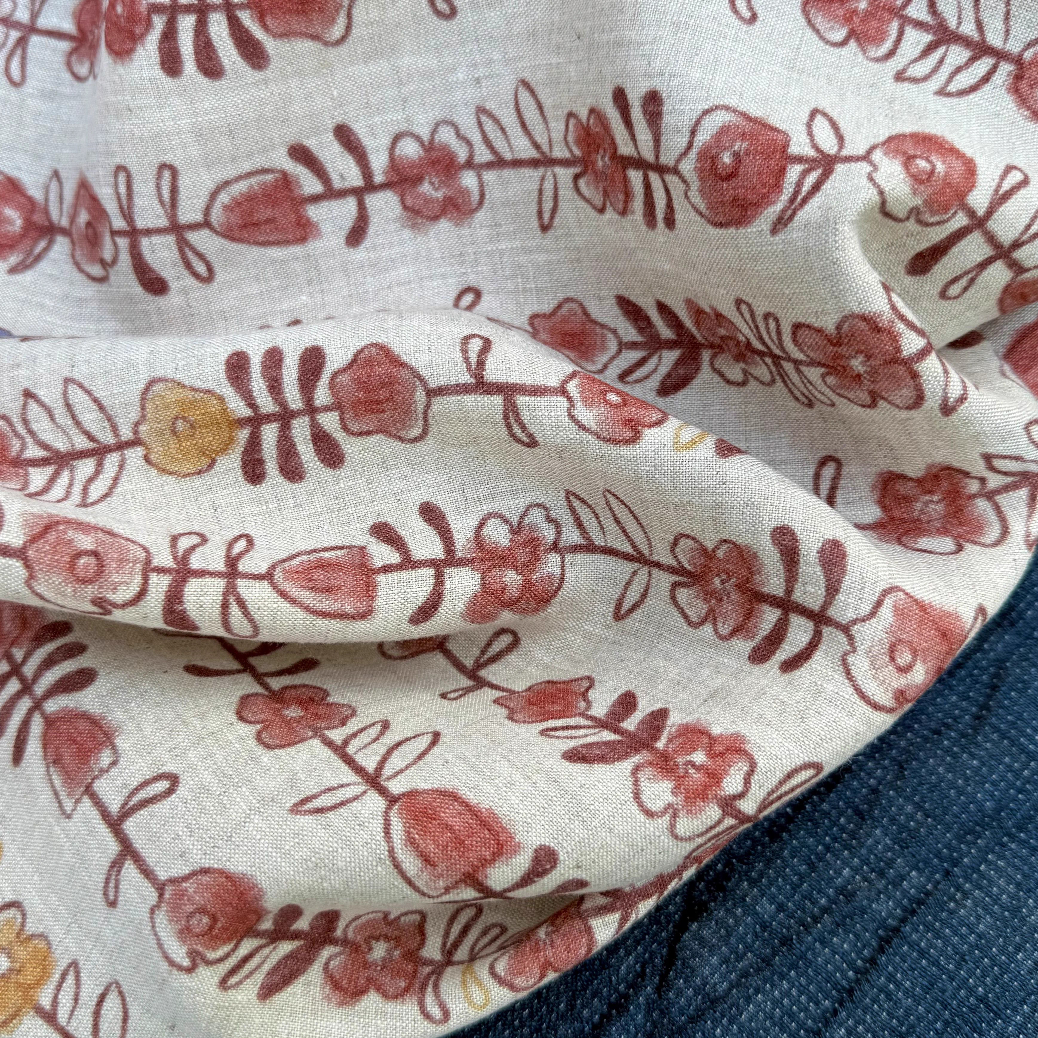 1yard Unique flowers print fab - Linen Shirt Breathable 리뷰 및 가격