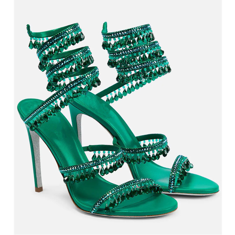 Sexy Green Crystal Fringe Stil - Casual Sandal Leather 리뷰 및 가격