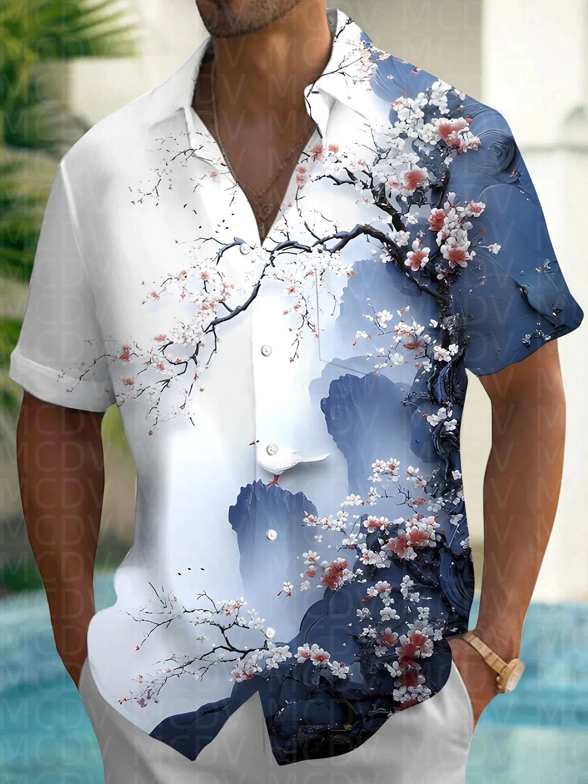 Sun Pattern Style Men's Hawaii - Shirt Camp Collar 리뷰 및 가격
