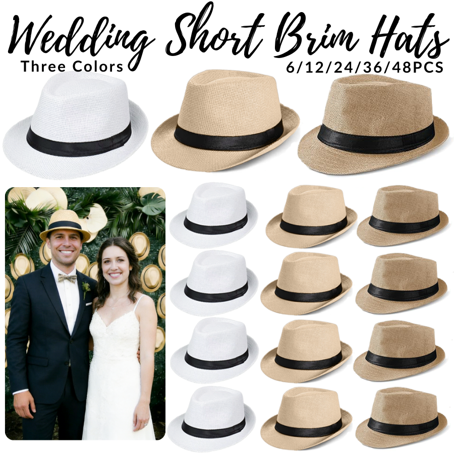 6-48PACK Wedding Straw Fedora  - Bucket Hat Straw 리뷰 및 가격