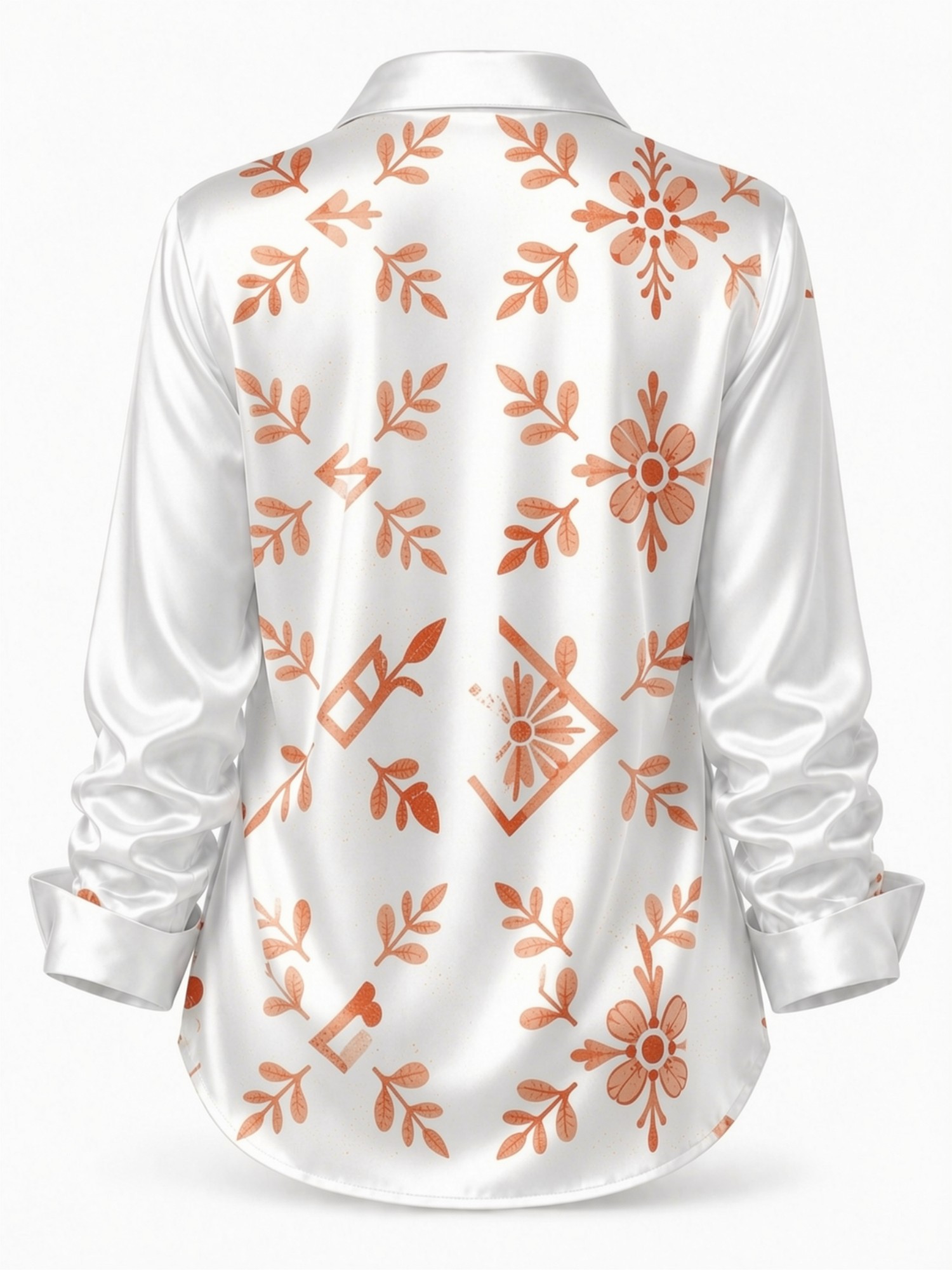 Cream Orange Floral Satin Blou - Resort Shirt Floral 리뷰 및 가격
