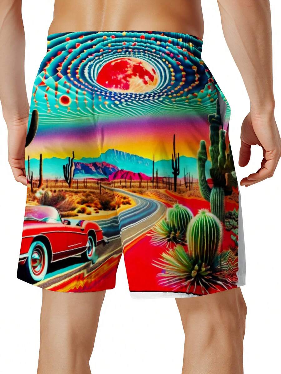 Mens Desert Scene Swim Trunks  - Swim Trunk Quick Dry 리뷰 및 가격