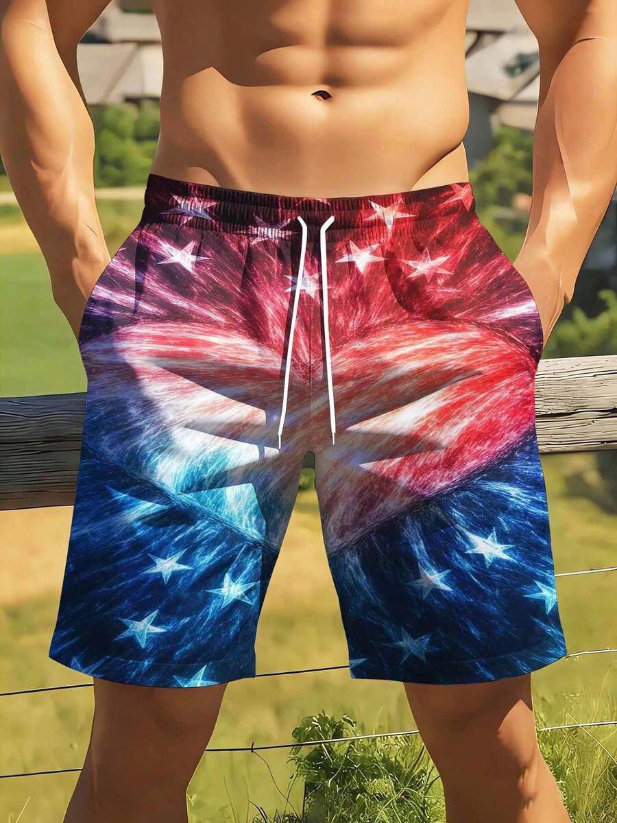 American Flag Print Swim Trunk - Swim Trunk Quick Dry 리뷰 및 가격