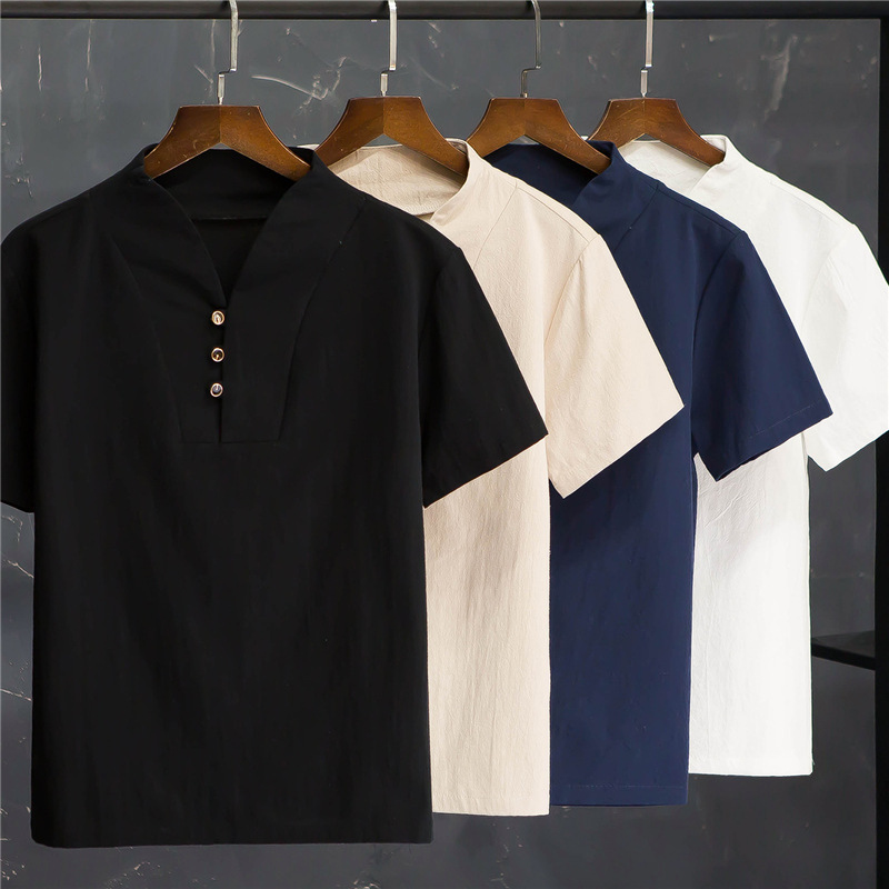 Men's Summer Cotton Linen Shor - Linen Shirt Breathable 리뷰 및 가격