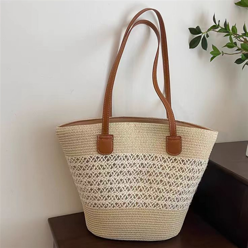 Large Capacity Straw Woven Bag - Bucket Hat Straw 리뷰 및 가격