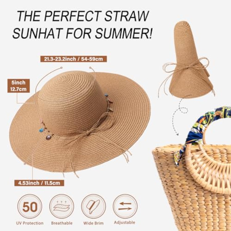 Trifabricy Beach Sun Straw Hat - Packable Hat Nylon 리뷰 및 가격