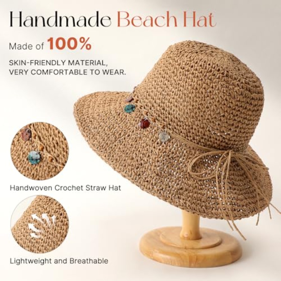 Beach Sun Hats for Women, Stra - Packable Hat Nylon 리뷰 및 가격