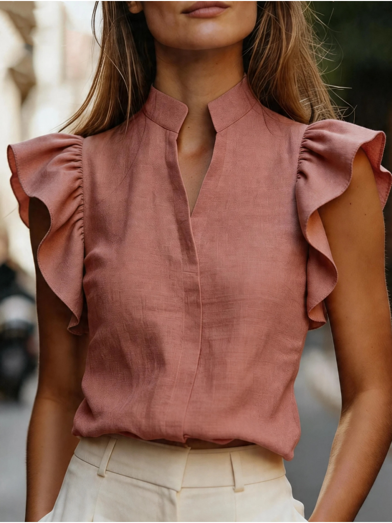 Sleeveless Ruffle Sleeve Top S - Shirt Camp Collar 리뷰 및 가격