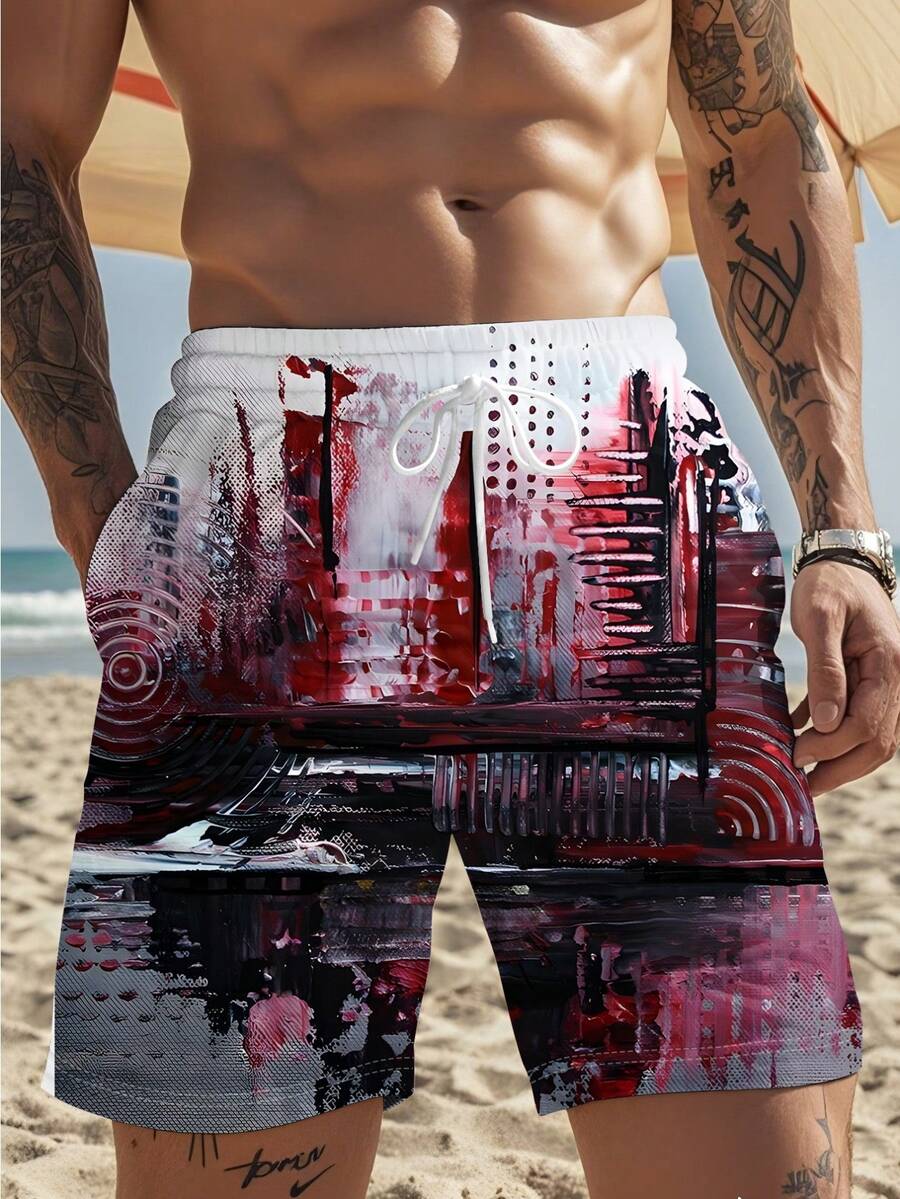 Mens Abstract Print Beach Shor - Swim Trunk Quick Dry 리뷰 및 가격