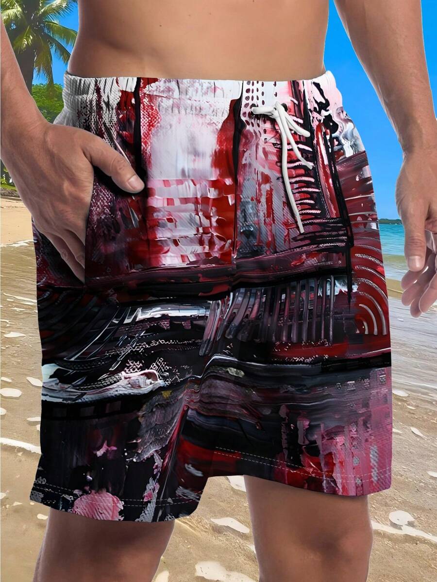Mens Abstract Print Beach Shor - Swim Trunk Quick Dry 리뷰 및 가격