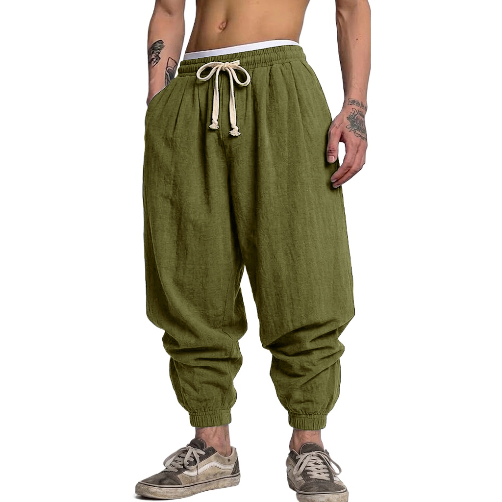 Korean Cotton Linen Trousers A - Short Linen Drawstring 리뷰 및 가격