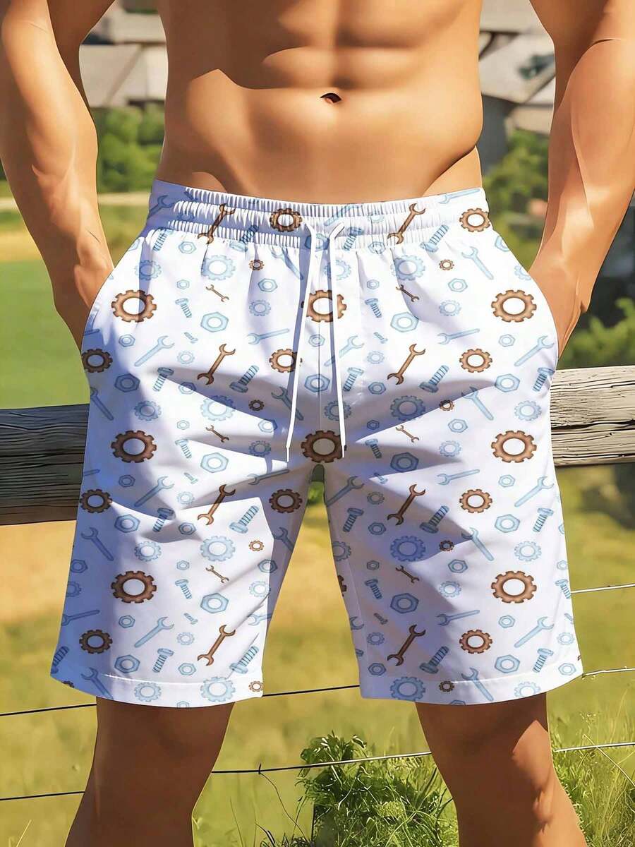 Mechanical Tools Pattern Swim  - Swim Trunk Quick Dry 리뷰 및 가격