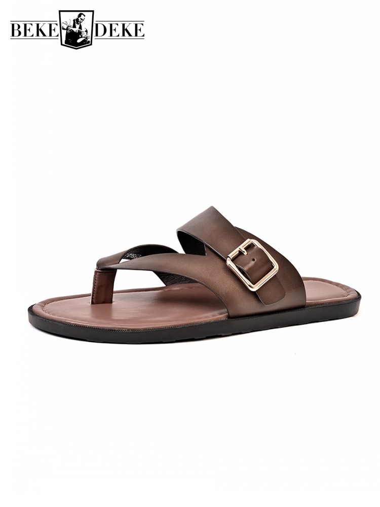 Outside Summer Mens Flat Shoes - Flip Flop Leather Men 리뷰 및 가격