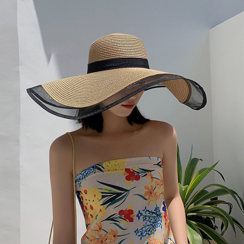 Women Sun Hat Big Eaves Waves  - Bucket Hat Straw 리뷰 및 가격
