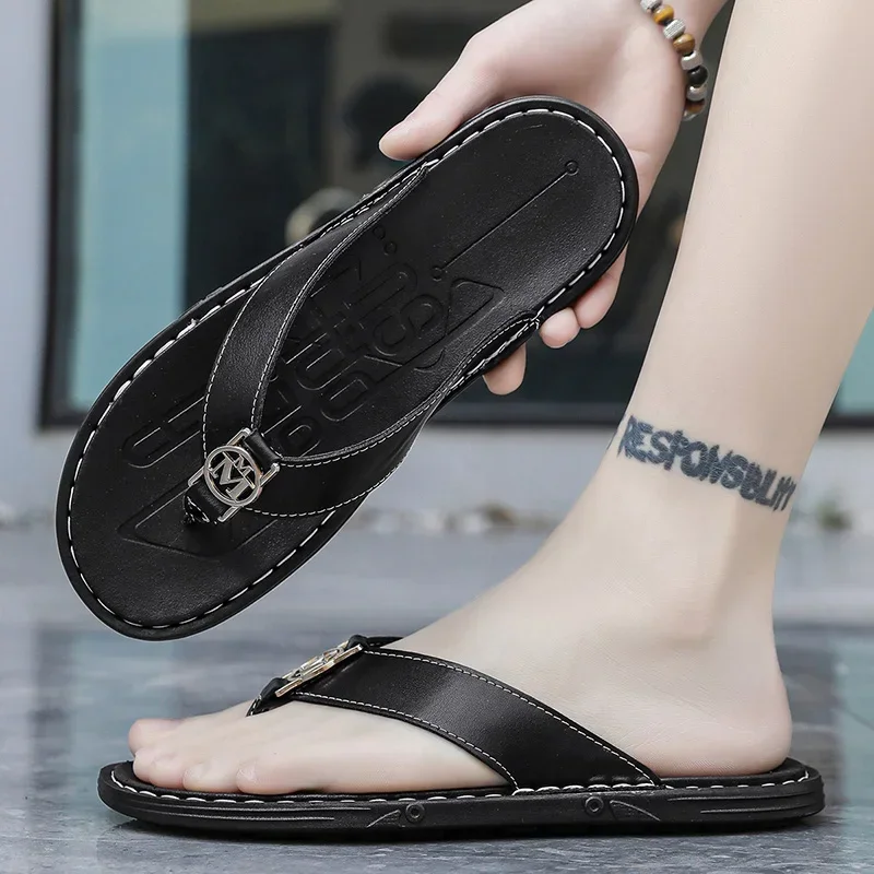 Men's Flip-flops Solid Color w - Flip Flop Leather Men 리뷰 및 가격