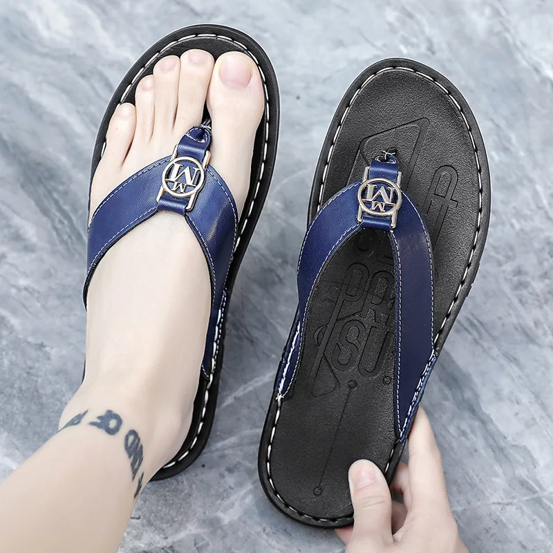 Men's Flip-flops Solid Color w - Flip Flop Leather Men 리뷰 및 가격