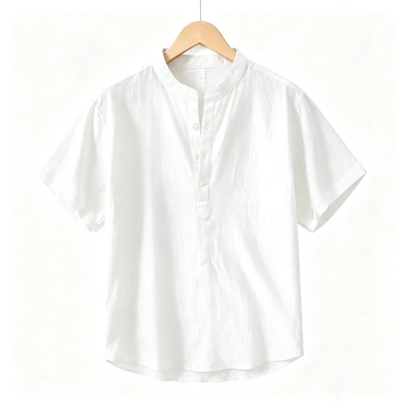 Men Cotton Linen Short-Sleeve  - Linen Shirt Breathable 리뷰 및 가격