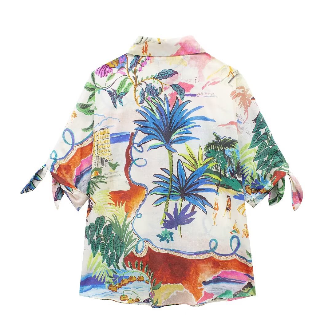 Chic Printed Lapel Single Brea - Resort Shirt Floral 리뷰 및 가격