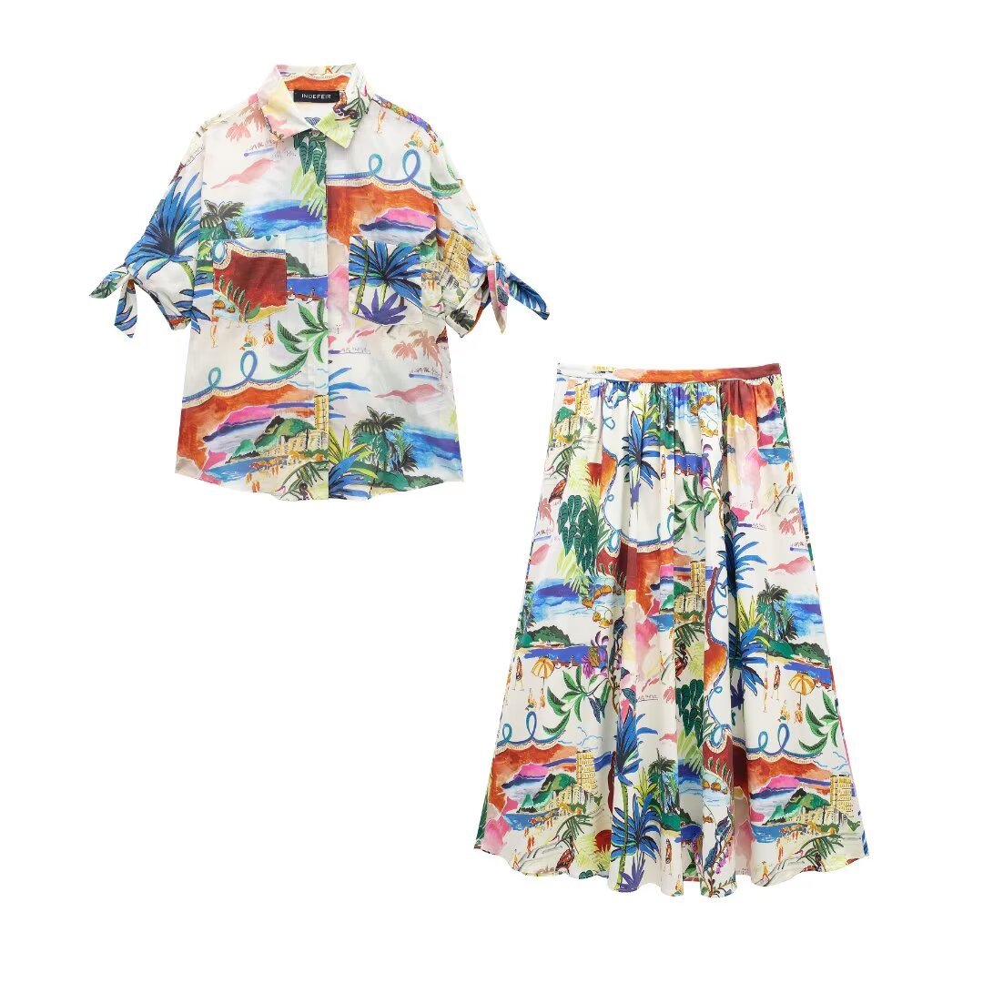 Chic Printed Lapel Single Brea - Resort Shirt Floral 리뷰 및 가격