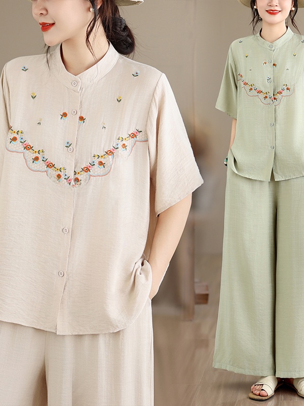 Embroidered Cotton Linen Short - Linen Shirt Breathable 리뷰 및 가격