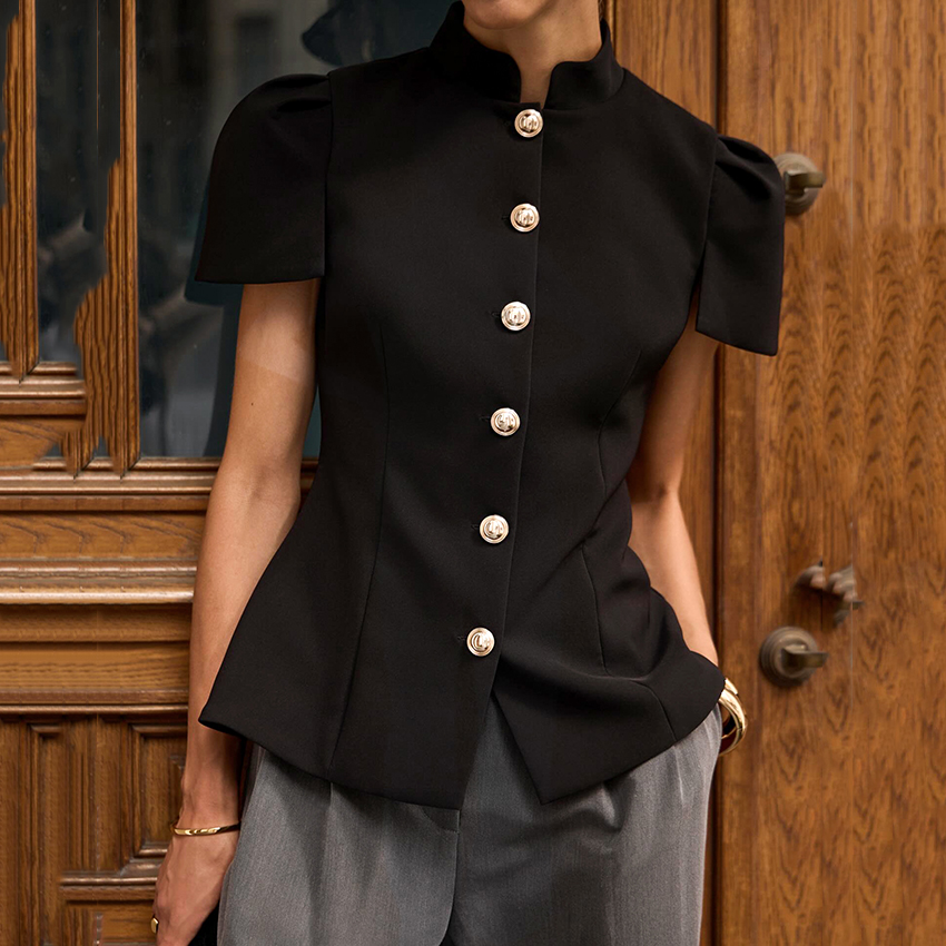 Linad Vintage Black Short Puff - Shirt Camp Collar 리뷰 및 가격