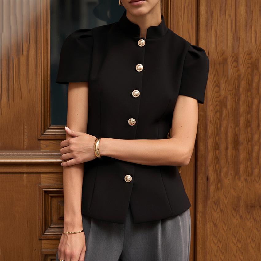 Linad Vintage Black Short Puff - Shirt Camp Collar 리뷰 및 가격