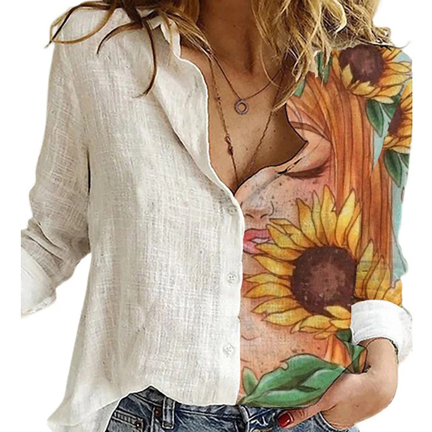 Women Spring And Autumn Long S - Shirt Camp Collar 리뷰 및 가격